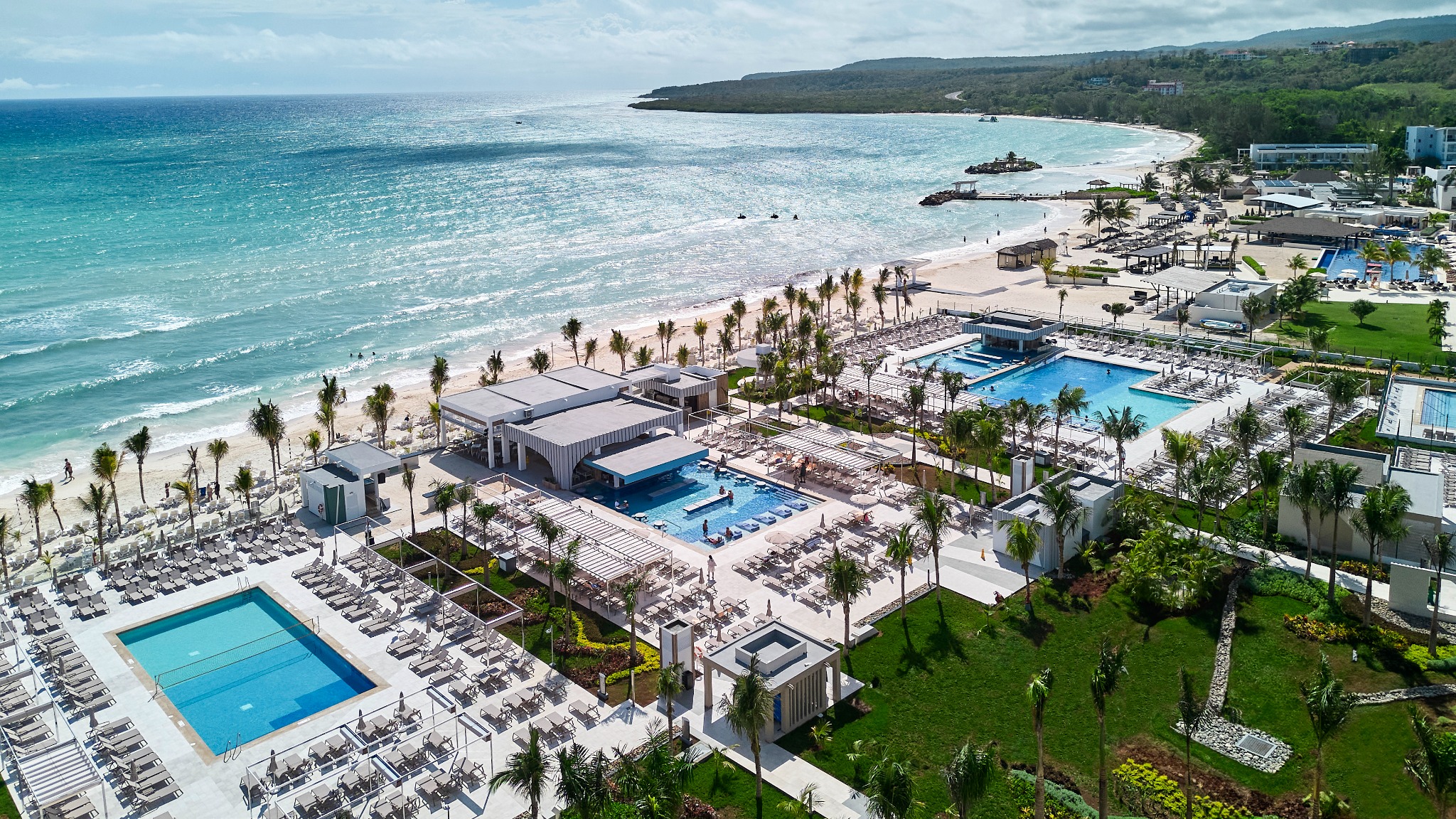 Aerial view of the pools and water park at RIU Palace Aquarelle