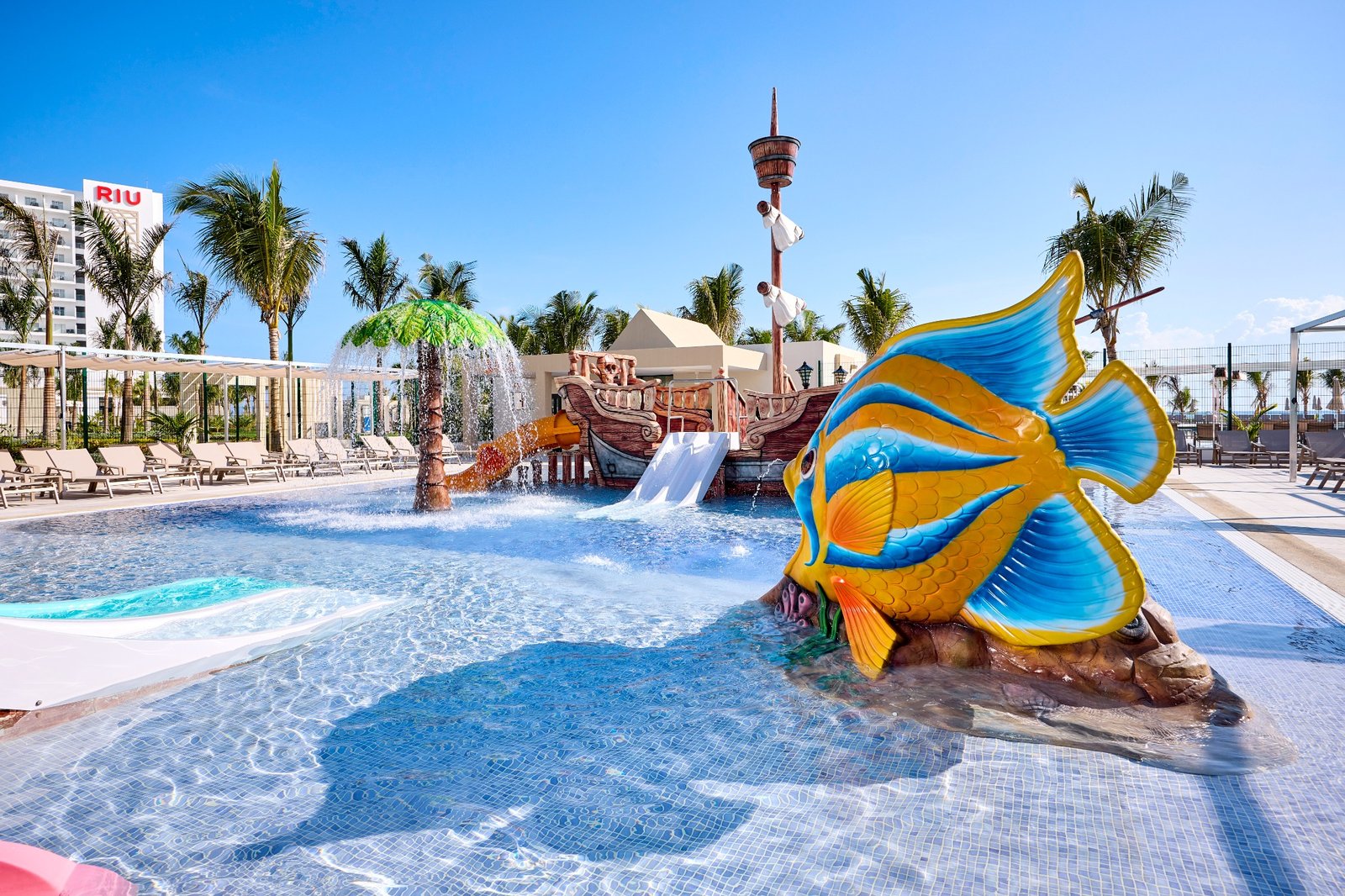 Children's pool with slides at RIU Palace Aquarelle